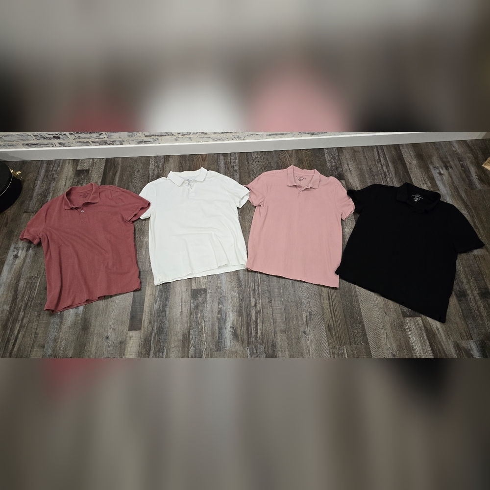 Set of Four H&M Polo Shirts - Rust White, Peach, Black size Large